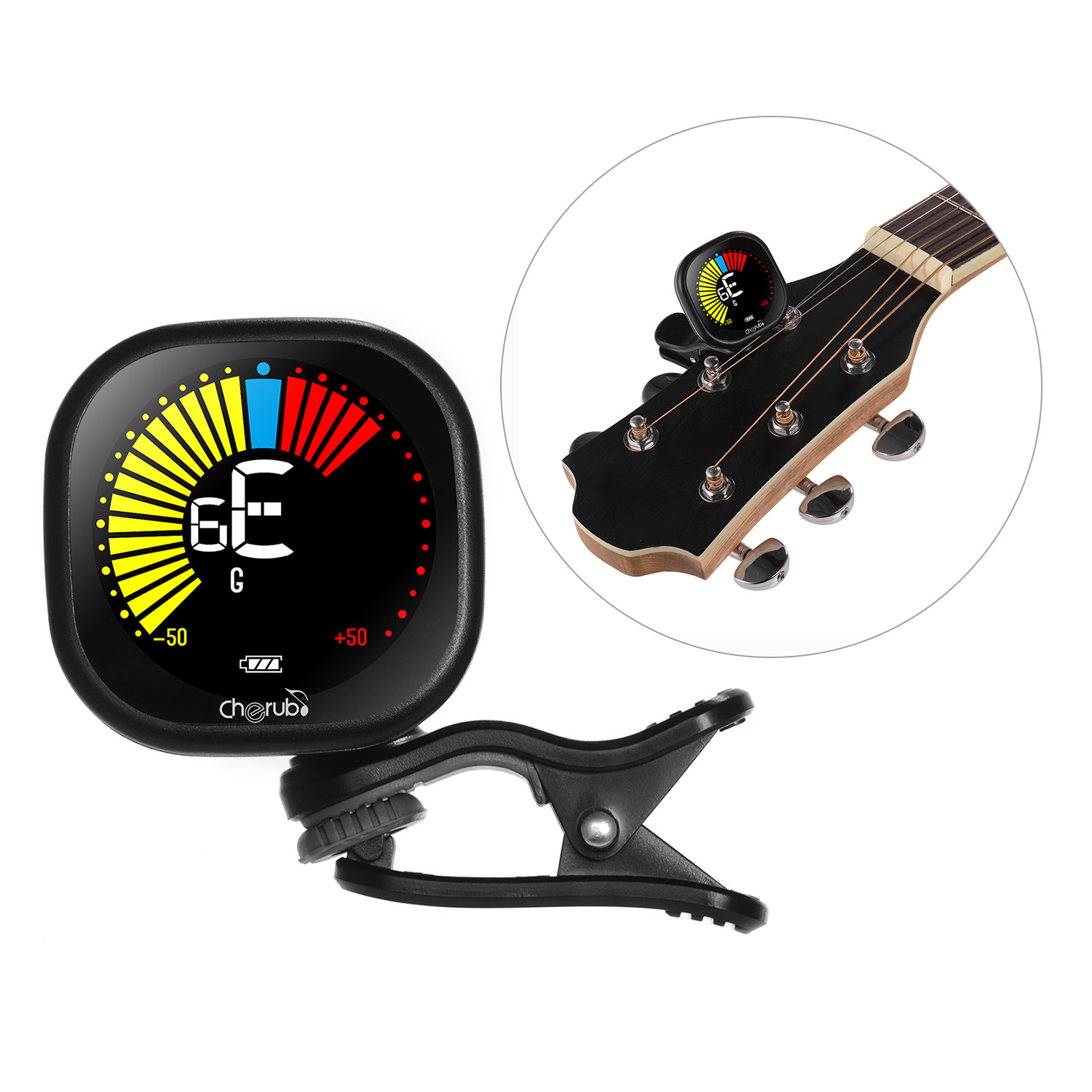 Musical Instrument Art - Cherub WST-670 Rechargeable Clip-on Guitar Tuner