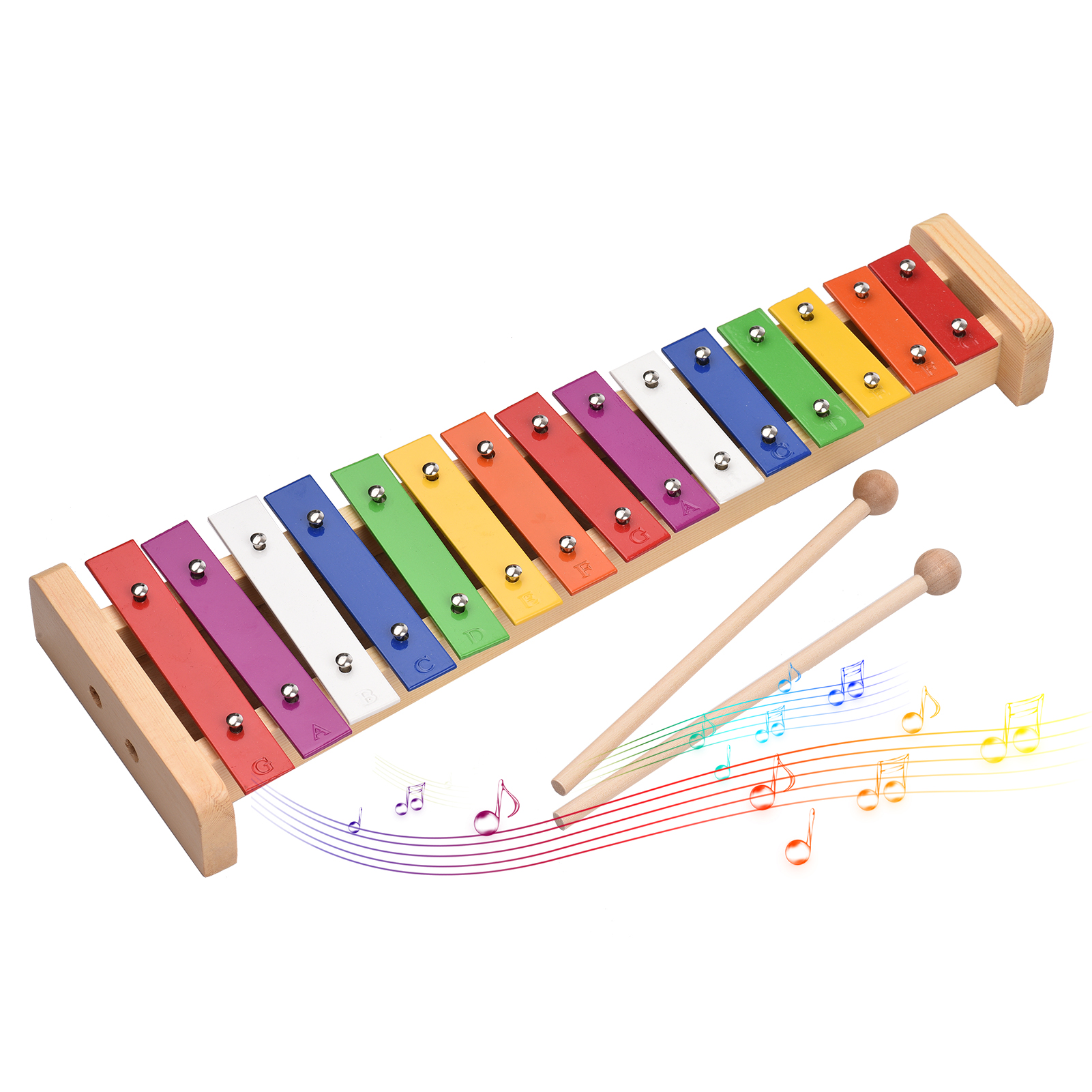 Musical Instrument Mallet - 15 Note Glockenspiel Xylophone Wooden Base