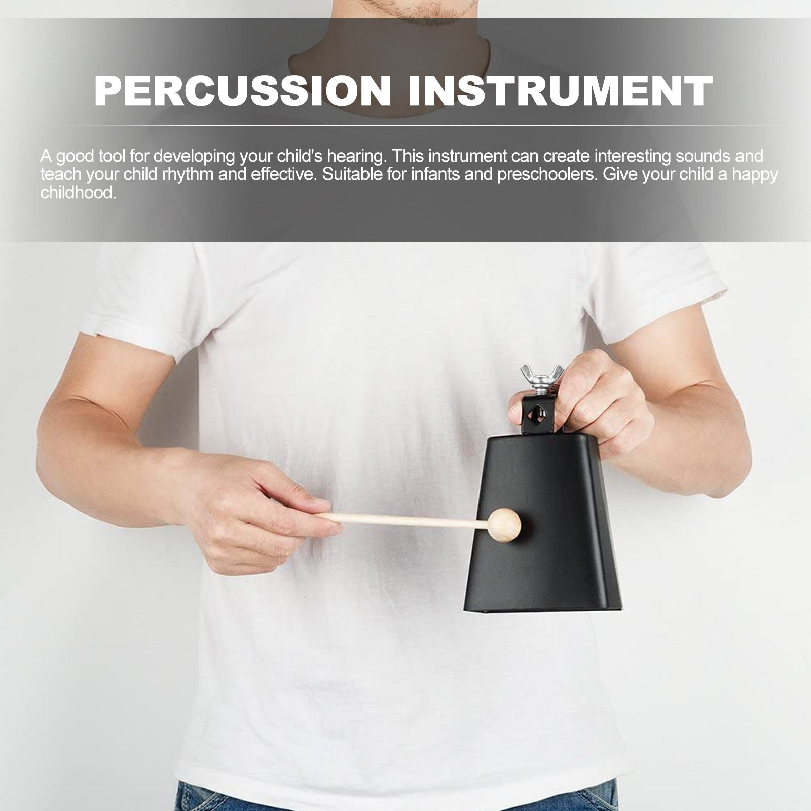 Musical Instrument For Toddlers - Metal Cow Bell Percussion Instrument for