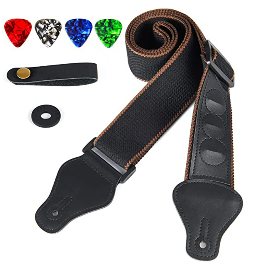 7Pcs/Set Guitar Strap Black PU – Musical Instrument Art Bewertung und Preis