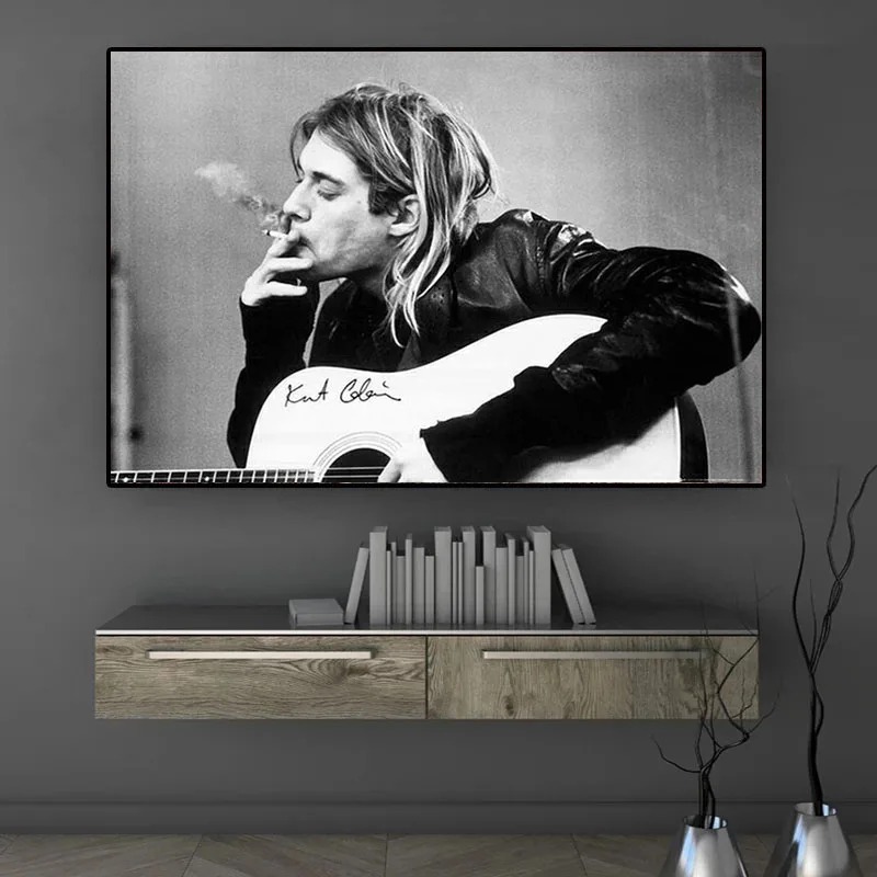 Black White Retro Singer Kurt  – Musical Instrument Painting Bewertung und Preis