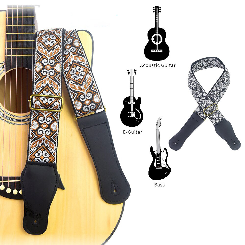 Guitar Strap Embroidered Print – Musical Instrument Art Bewertung und Preis