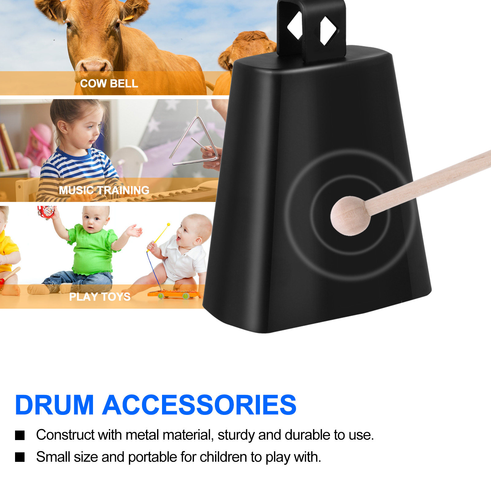 Metal Cow Bell Percussion Inst – Musical Instrument For Toddlers Bewertung und Preis